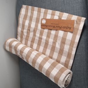 Tan White Buffalo Check Table Runner Kitchen Island Countertop Coffee 48" 4'